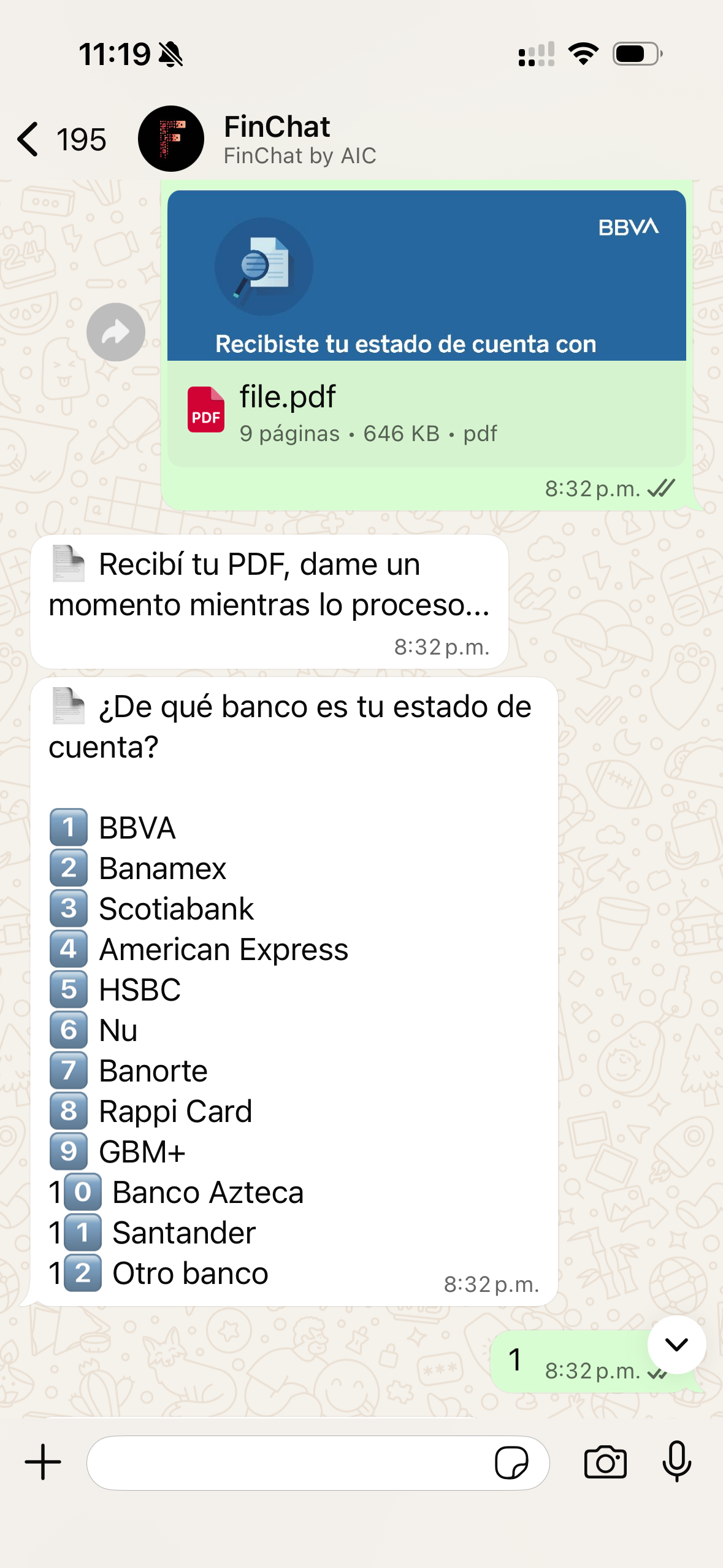 Envío de estado de cuenta por WhatsApp